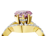 Yellow gold Fancy Pink Heart  Solitaire Twist Band Pavé Diamond Engagement Ring_36