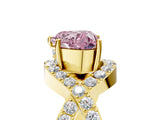 Yellow gold Fancy Pink Heart  Solitaire Twist Band Pavé Diamond Engagement Ring_37