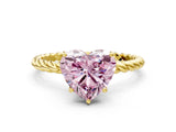 Yellow gold Fancy Pink Heart  Solitaire Twist Band Ring with Four-Prong Setting_68
