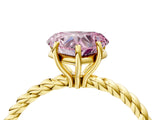 Yellow gold Fancy Pink Heart  Solitaire Twist Band Ring with Four-Prong Setting_72
