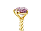 Yellow gold Fancy Pink Heart  Solitaire Twist Band Ring with Four-Prong Setting_73