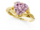 Yellow gold Fancy Pink Heart  Solitaire Twist Band Six-Prong Setting 2