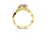 Yellow gold Fancy Pink Heart  Solitaire Twist Band Six-Prong Setting 4