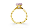 Yellow gold Fancy Pink Heart  Solitaire Twist Band with Leaf Prong Setting 3