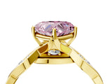 Yellow gold Fancy Pink Heart  Solitaire Twist Band with Leaf Prong Setting 4