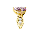 Yellow gold Fancy Pink Heart  Solitaire Twist Band with Leaf Prong Setting 5