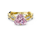 Yellow gold Fancy Pink Heart  Solitaire Twist Band with Leaf Prong Setting