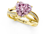 Yellow gold Fancy Pink Heart  Solitaire Twist Band with Pavé Accents and Four-Prong Setting_22