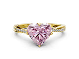 Yellow gold Fancy Pink Heart  Solitaire Twist Band with Pavé Diamonds and Four-Prong Setting_53