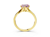 Yellow gold Fancy Pink Heart  Solitaire Twist Band with Pavé Diamonds and Four-Prong Setting_56