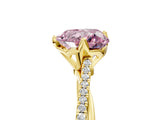 Yellow gold Fancy Pink Heart  Solitaire Twist Band with Pavé Diamonds and Four-Prong Setting_58