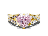 Yellow gold Fancy Pink Heart  Solitaire Twist Band with Pavé Setting and Four-Prong Setting_18