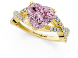 Yellow gold Fancy Pink Heart  Solitaire Twist Band with Pavé Setting and Four-Prong Setting_19