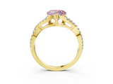 Yellow gold Fancy Pink Heart  Solitaire Twist Band with Pavé Setting and Four-Prong Setting_21