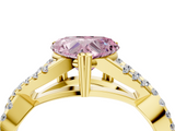 Yellow gold Fancy Pink Heart  Solitaire Twist Band with Pavé Setting and Four-Prong Setting_22