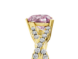 Yellow gold Fancy Pink Heart  Solitaire Twist Band with Pavé Setting and Four-Prong Setting_23
