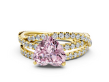 Yellow gold Fancy Pink Heart  Solitaire Twist Band with Pavé Setting and Four-Prong Setting_81