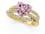 Yellow gold Fancy Pink Heart  Solitaire Twist Band with Pavé Setting and Four-Prong Setting_82