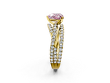 Yellow gold Fancy Pink Heart  Solitaire Twist Band with Pavé Setting and Four-Prong Setting_83