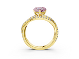 Yellow gold Fancy Pink Heart  Solitaire Twist Band with Pavé Setting and Four-Prong Setting_84