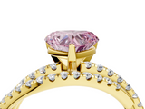 Yellow gold Fancy Pink Heart  Solitaire Twist Band with Pavé Setting and Four-Prong Setting_85