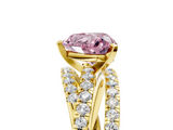 Yellow gold Fancy Pink Heart  Solitaire Twist Band with Pavé Setting and Four-Prong Setting_86