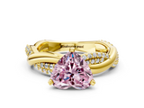 Yellow gold Fancy Pink Heart  Solitaire Twist Band with Pave Prong Setting_45