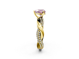 Yellow gold Fancy Pink Heart  Solitaire Twist Band with Pave Prong Setting_47