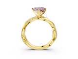 Yellow gold Fancy Pink Heart  Solitaire Twist Band with Pave Prong Setting_48