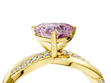 Yellow gold Fancy Pink Heart  Solitaire Twist Band with Pave Prong Setting_49