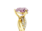 Yellow gold Fancy Pink Heart  Solitaire Twist Band with Pave Prong Setting_50
