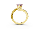 Yellow gold Fancy Pink Heart  Solitaire Twist Band with Pave Set Diamonds and Four-Prong Setting_94