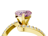 Yellow gold Fancy Pink Heart  Solitaire Twist Band with Pave Set Diamonds and Four-Prong Setting_95