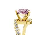 Yellow gold Fancy Pink Heart  Solitaire Twist Band with Pave Set Diamonds and Four-Prong Setting_96