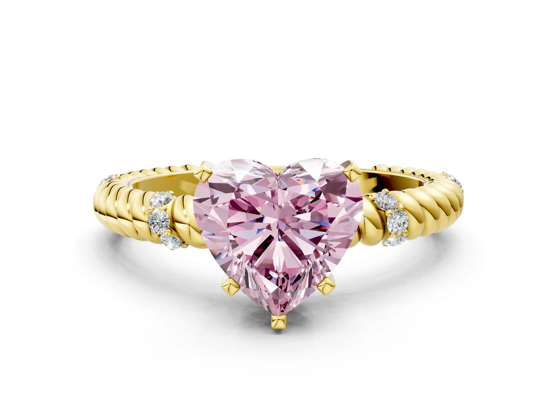 Yellow gold Fancy Pink Heart  Solitaire Twisted Band Prong Set Engagement Ring_60