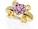 Yellow gold Fancy Pink Heart  Solitaire Twisted Band Scroll Prong Ring_31