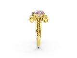 Yellow gold Fancy Pink Heart  Solitaire Twisted Band Scroll Prong Ring_32
