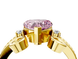 Yellow gold Fancy Pink Heart  Solitaire Twisted Band Scroll Prong Ring_34