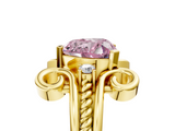 Yellow gold Fancy Pink Heart  Solitaire Twisted Band Scroll Prong Ring_35