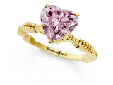 Yellow gold Fancy Pink Heart  Solitaire Twisted Band with Bead Prong Setting_274