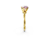 Yellow gold Fancy Pink Heart  Solitaire Twisted Band with Bead Prong Setting_275