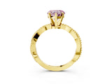 Yellow gold Fancy Pink Heart  Solitaire Twisted Band with Bead Prong Setting_276
