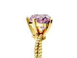 Yellow gold Fancy Pink Heart  Solitaire Twisted Band with Bead Prong Setting_278