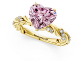 Yellow gold Fancy Pink Heart  Solitaire Twisted Band with Pavé Accents and Four-Prong Setting_4