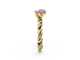 Yellow gold Fancy Pink Heart  Solitaire Twisted Band with Pavé Accents and Four-Prong Setting_5