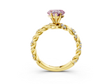 Yellow gold Fancy Pink Heart  Solitaire Twisted Band with Pavé Accents and Four-Prong Setting_6