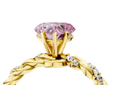 Yellow gold Fancy Pink Heart  Solitaire Twisted Band with Pavé Accents and Four-Prong Setting_7