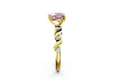 Yellow gold Fancy Pink Heart  Solitaire Twisted Band with Prong Setting 2