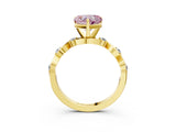 Yellow gold Fancy Pink Heart  Solitaire Twisted Band with Prong Setting 3