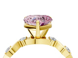 Yellow gold Fancy Pink Heart  Solitaire Twisted Band with Prong Setting 4